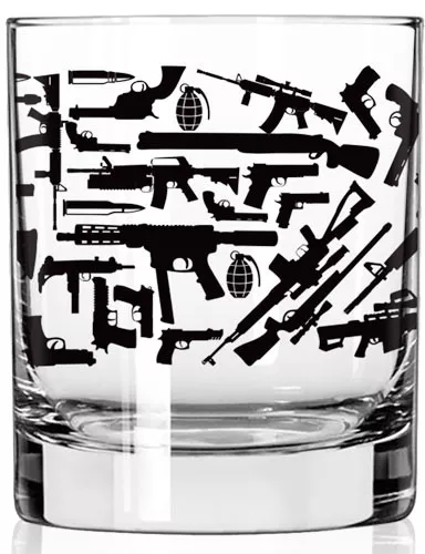 2 Monkey Whiskey Glass - All Guns Wrap