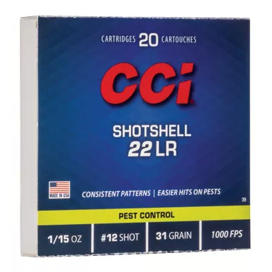 CCI Shotshell .22 LR, 31gr, #12 Shot - 20 Rounds