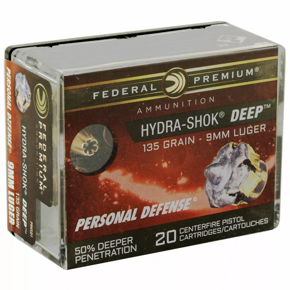 Fed Hydra-Shok Deep 9mm 135gr Hollow Point 20,