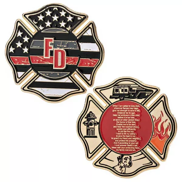 Firefighter’s Prayer – Thin Red Line Challenge Coin