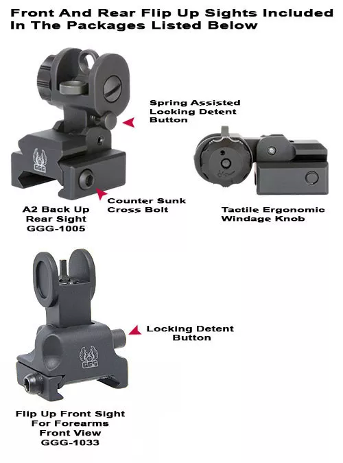 GG&G AR Front And Rear Sight Package Manually Deployed