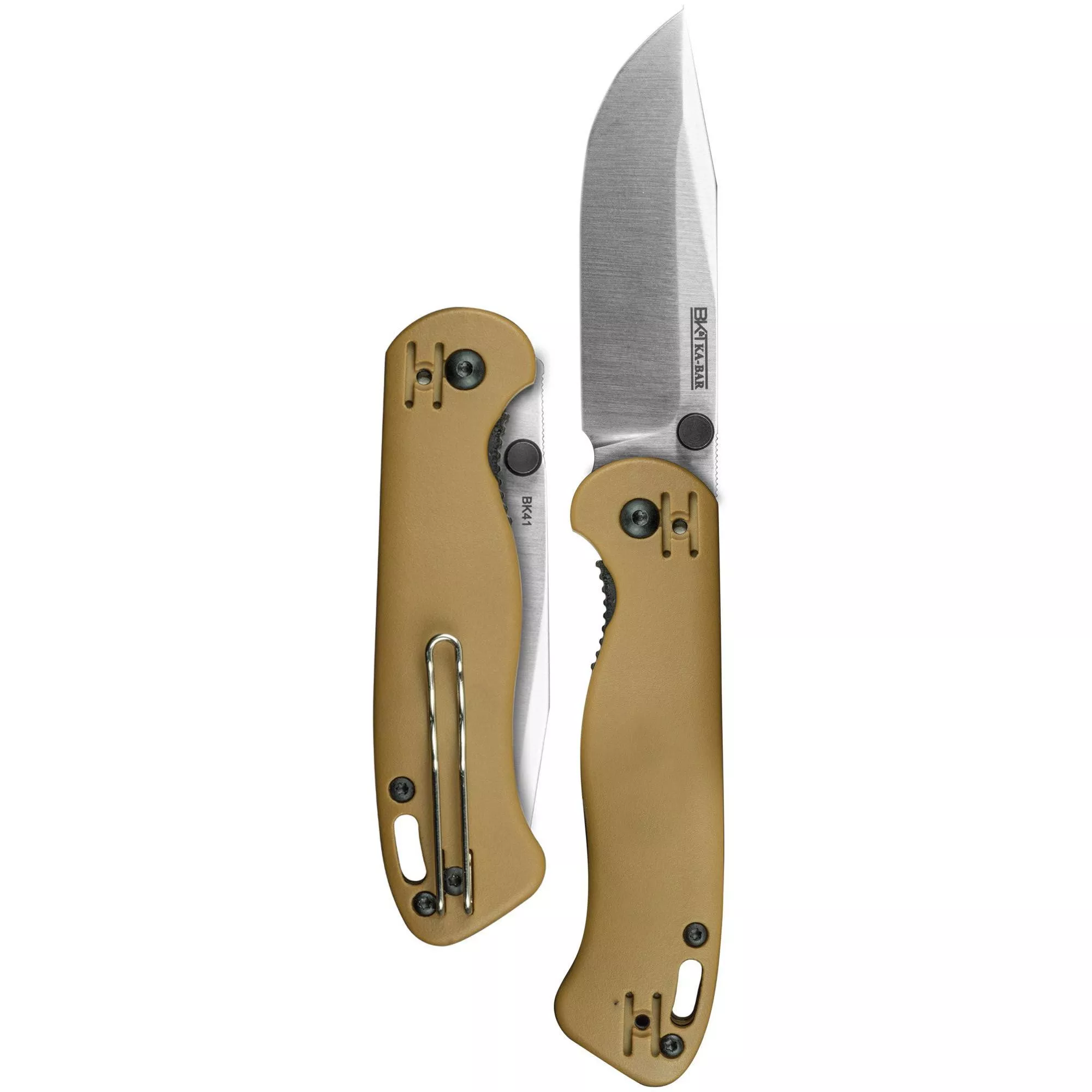 KA-BAR Becker Mini Folder Folding Knife Drop Point 2.84" Blade Brown Handle