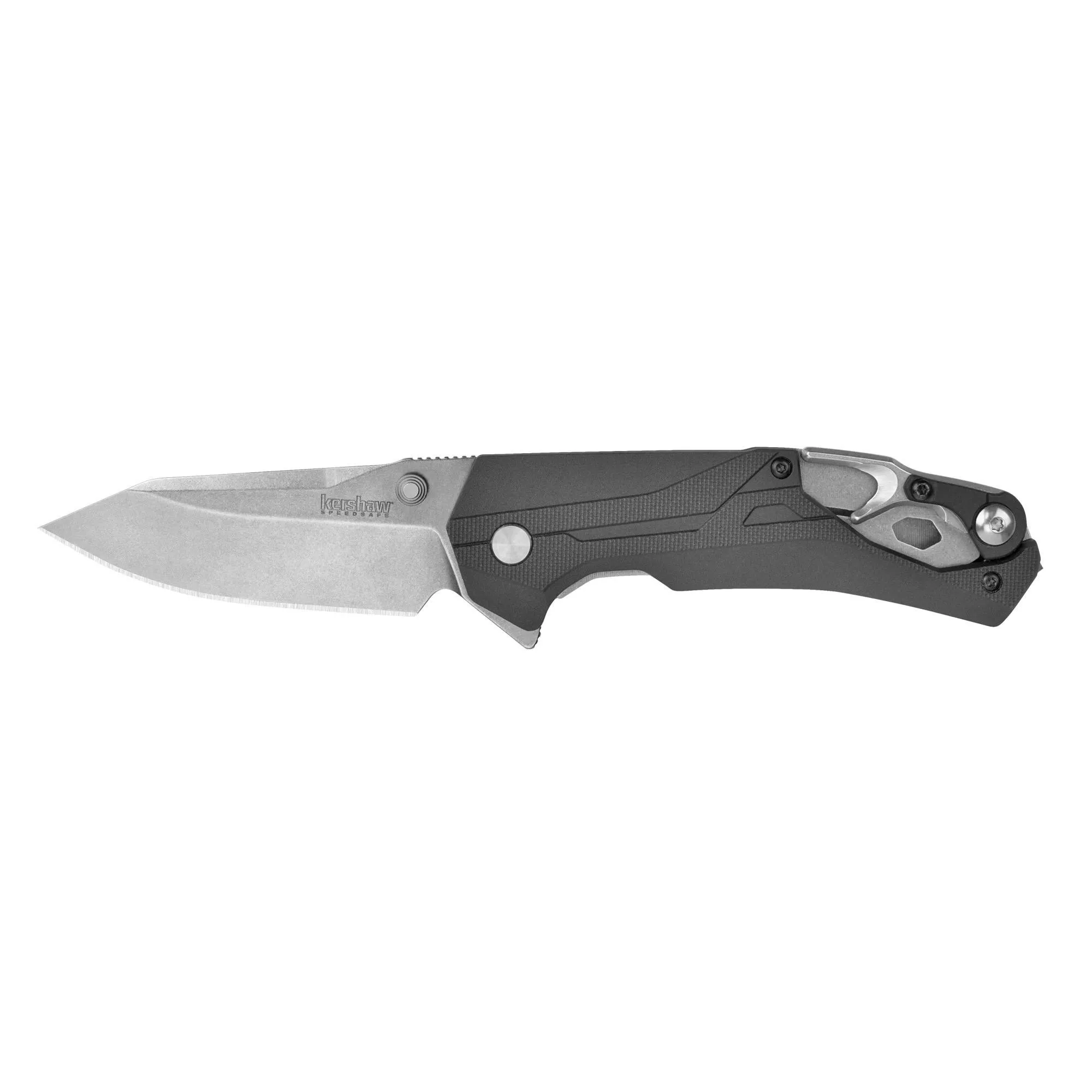 Kershaw Drivetrain 3.2" Stonewashed Silver Blade Black Handle