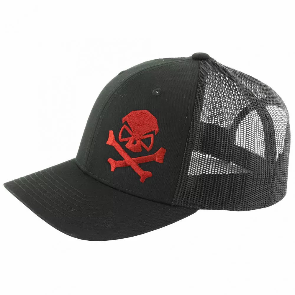 PHU SKULL TRUCKER HAT BLK/RED