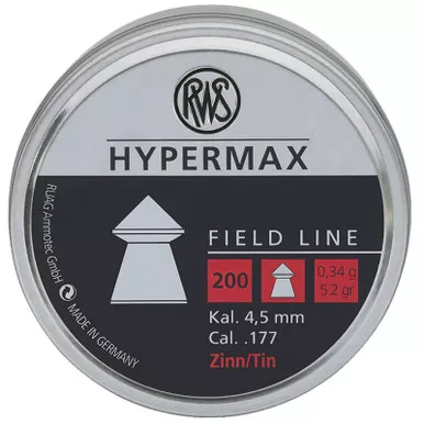 RWS Hypermax .177 Caliber Pellets 5.2gr 200pk