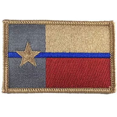 Thin Blue Line Texas Flag Patch, 3" x 2"