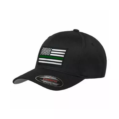 Thin Green Line FlexFit American Flag Hat, Black