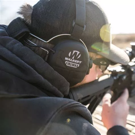 Walker's Firemax Electronic Earmuff Behind Neck