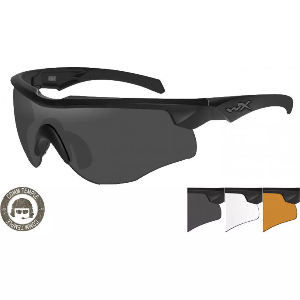 Wiley X Rogue Comm Grey/Clear/Rust Matte Black Frame