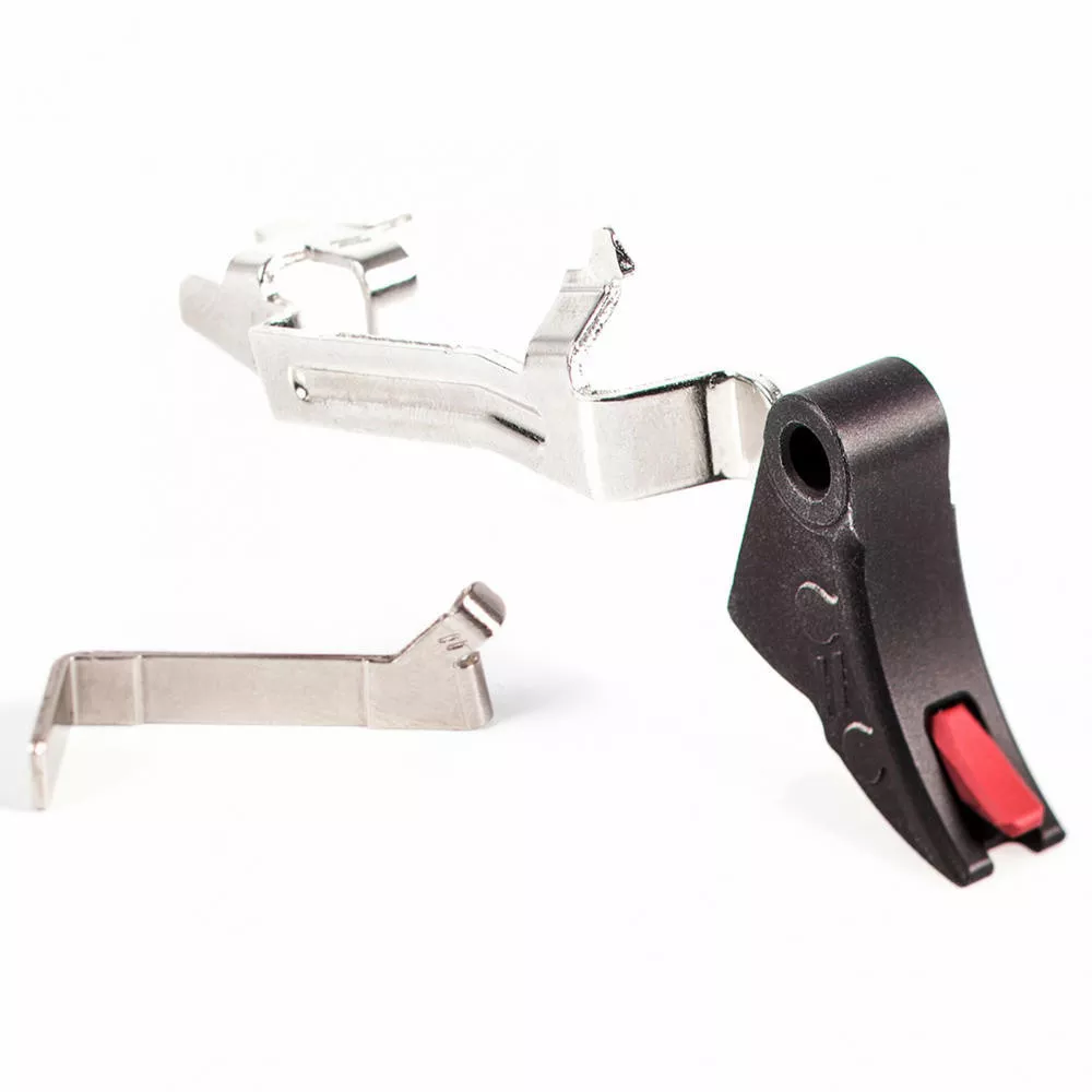 ZEV PRO Curved Trigger Drop Gen1-3 9mm Black w/ Red